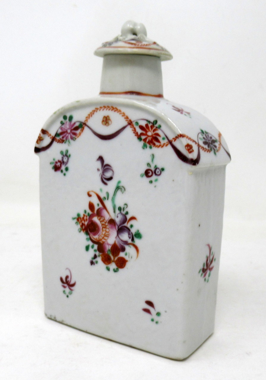 401. Chinese Canton Porcelain Famille Rose Dome Top Enameled Tea Caddy - Image 2