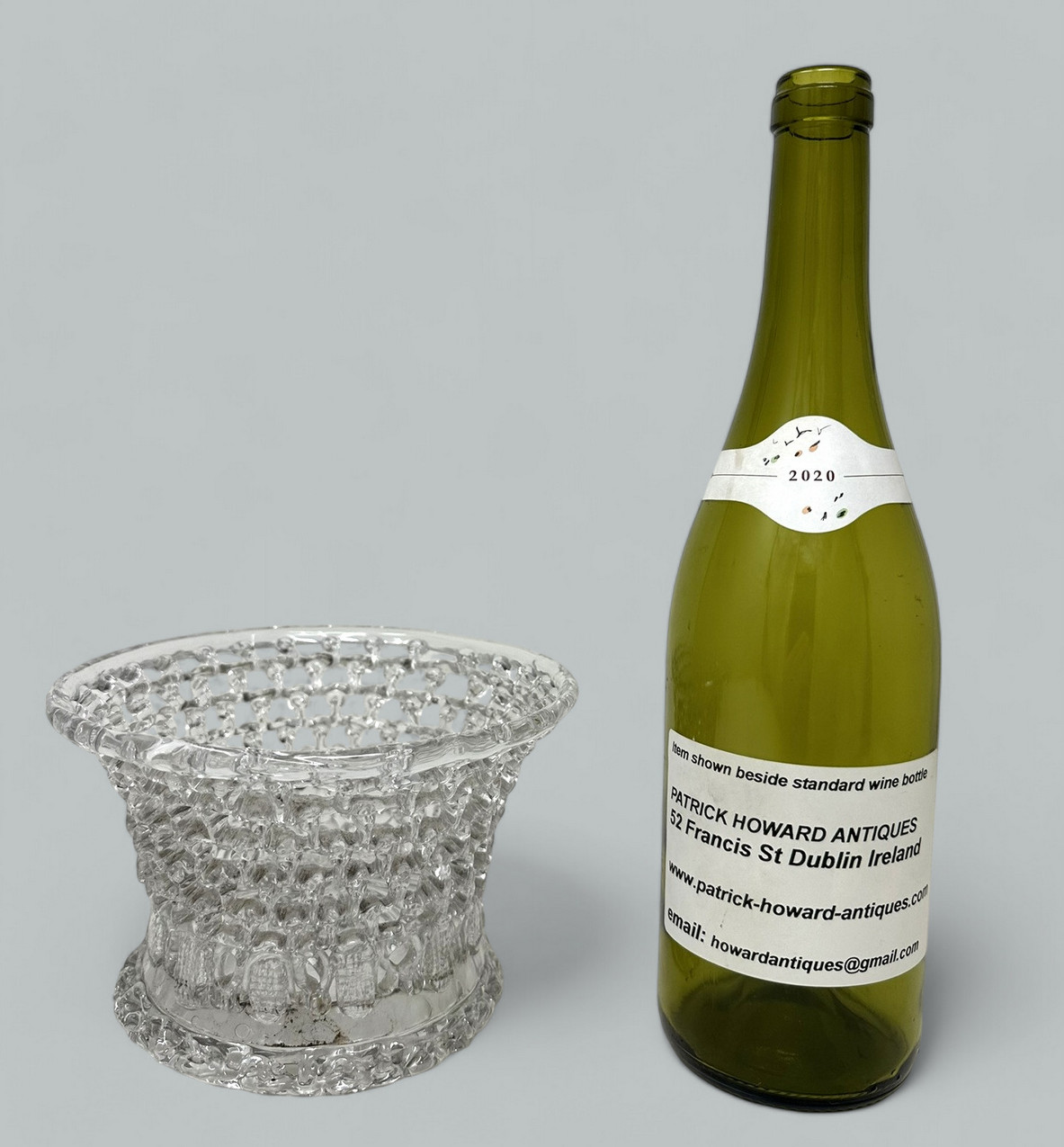 647. Antique Rare Belgian Liege Traforata Glass Basket Vase Centerpiece 18th Century - Image 8