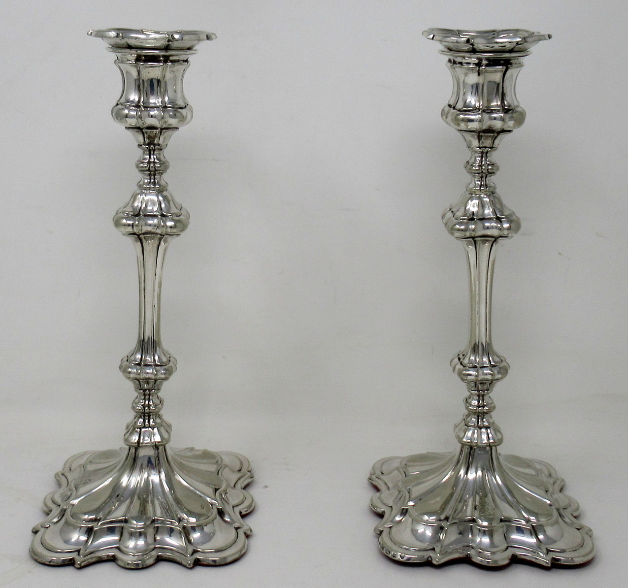 358. Antique Set Four English Sterling Silverplated Candlesticks Elkington Co 1854 - Image 3