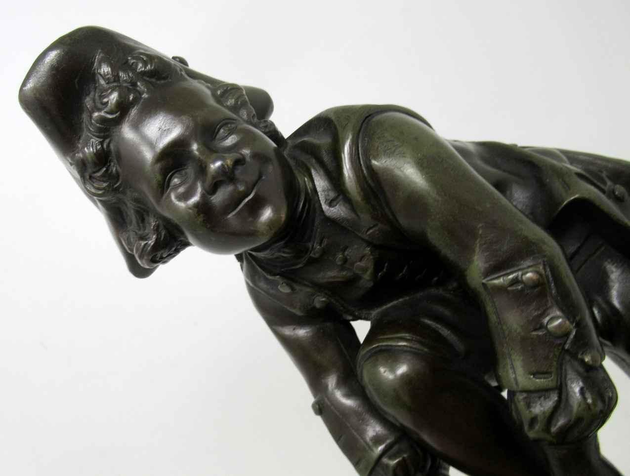 273. Antique French Bronze Figure Male Ice Skater Sienna Marble Nineteenth Century - Image 7