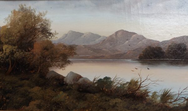 156. Charles Leslie 1839-1886 English Lake View with Mountains