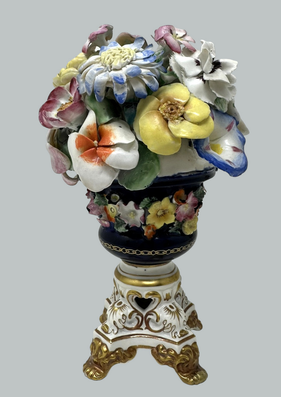 264. Antique Regency English Crown Derby Porcelain China Pair Urns Vases 1815-1825 - Image 6