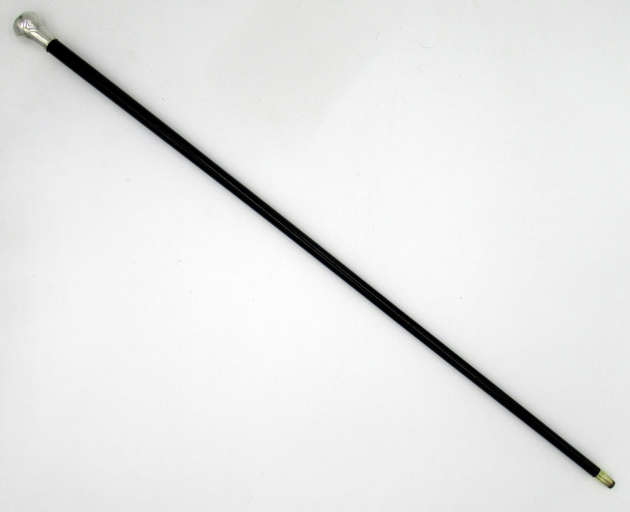 263. Antique Vintage Ebony Wooden Walking Stick Henry Williamson Sterling Silver Mount 1923 - Image 7