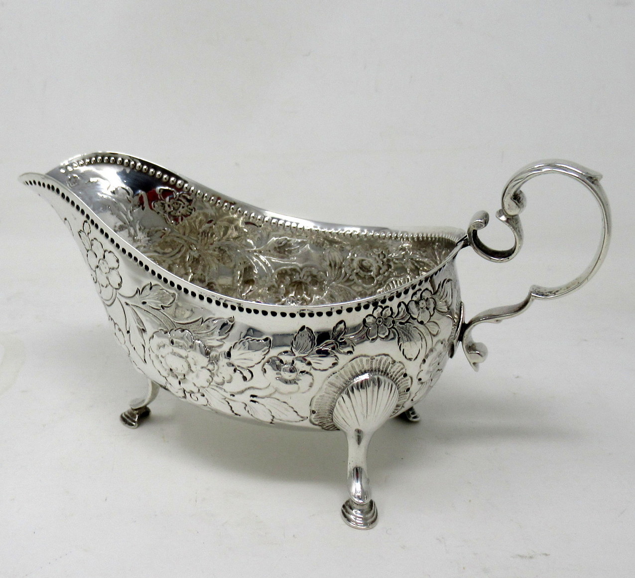 668. Rare Pair Irish Georgian Dublin Silver Sauce Gravy Boats Circa 1760 Matthew West - Image 9
