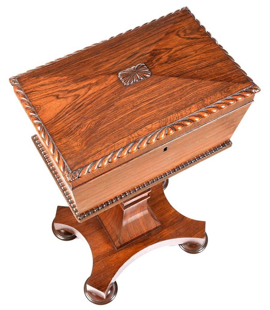 674. Antique Flame Mahogany English Regency Tea Poy Gillows Lancaster Tea Caddy 19 Ct - Image 2
