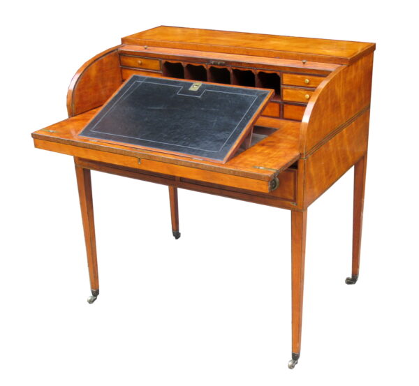 194. Fine West Indian Satinwood Tambour Satinwood Cylindrical Bureau attrib. Gillows 18thCt