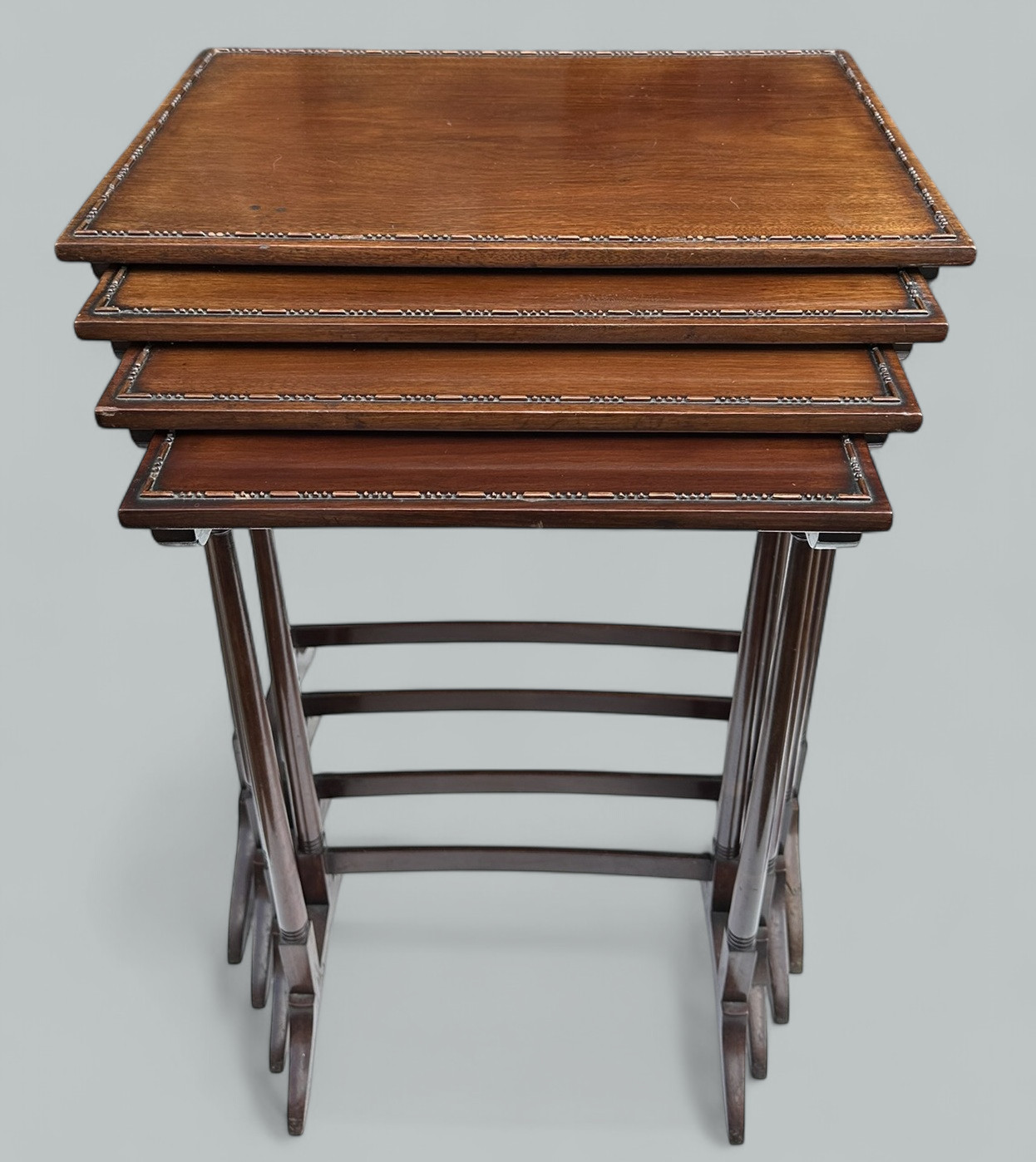 615. Antique Edwardian Mahogany Quartetto Set Nest of Four Occasional Tables 1900 - Image 2