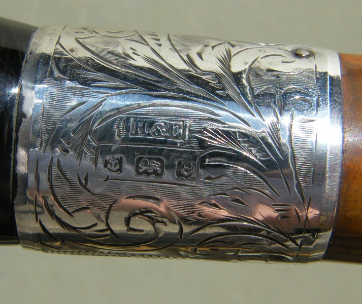 510. Malacca Walking Stick with Tau Shaped Horn Handle Dated 1904 - Image 7