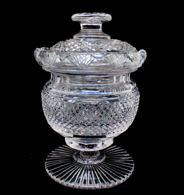 778. Antique Irish Tipperary Waterford Glass Cut Crystal Vase Georgian Centerpiece