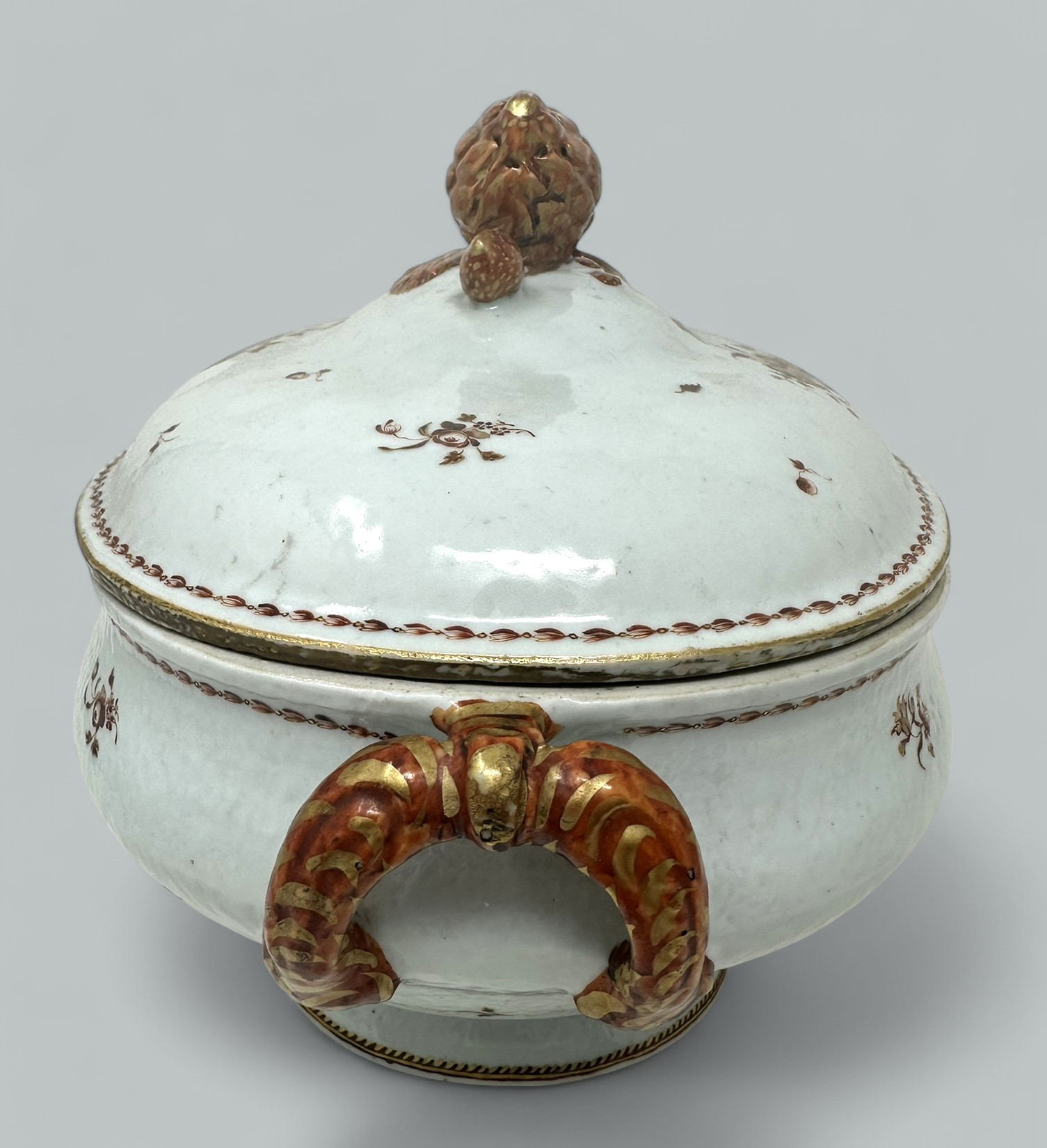 871. Antique Chinese Qing Dynasty Canton Porcelain Famille Rose Qianlong Tureen 18 Ct - Image 6