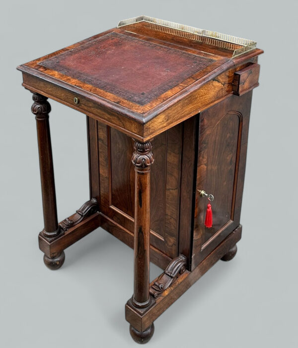 079. Antique English Regency Mahogany Davenport Writing Desk Occasional Side Table