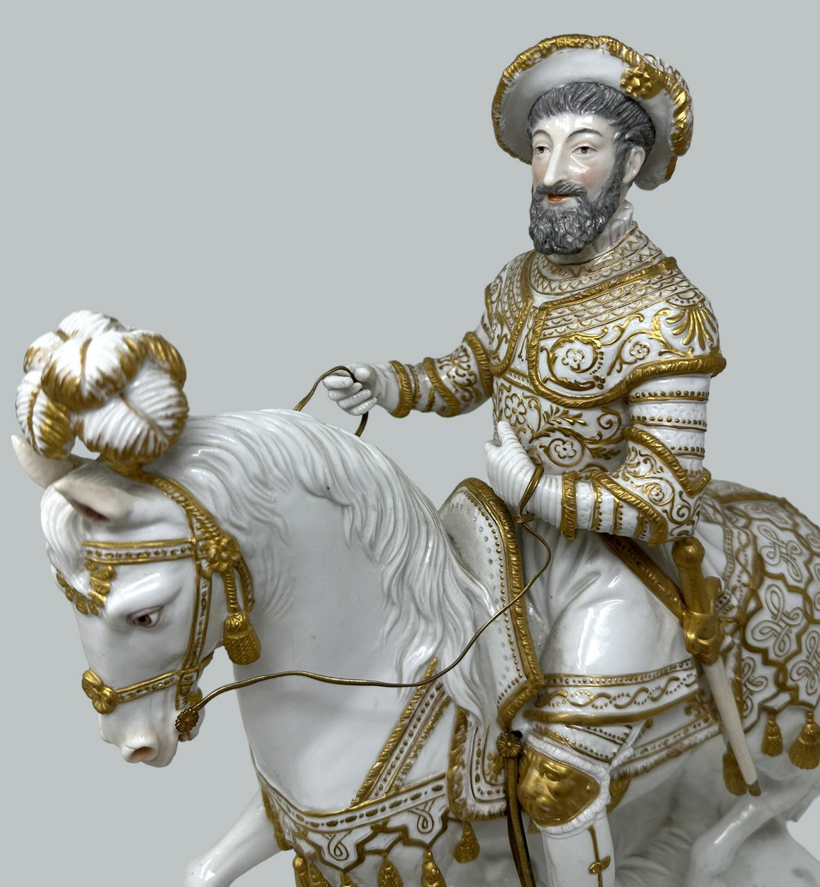 525. Antique Sevres Porcelain King Francois I Riding Horseback Sculpture Centerpiece - Image 6