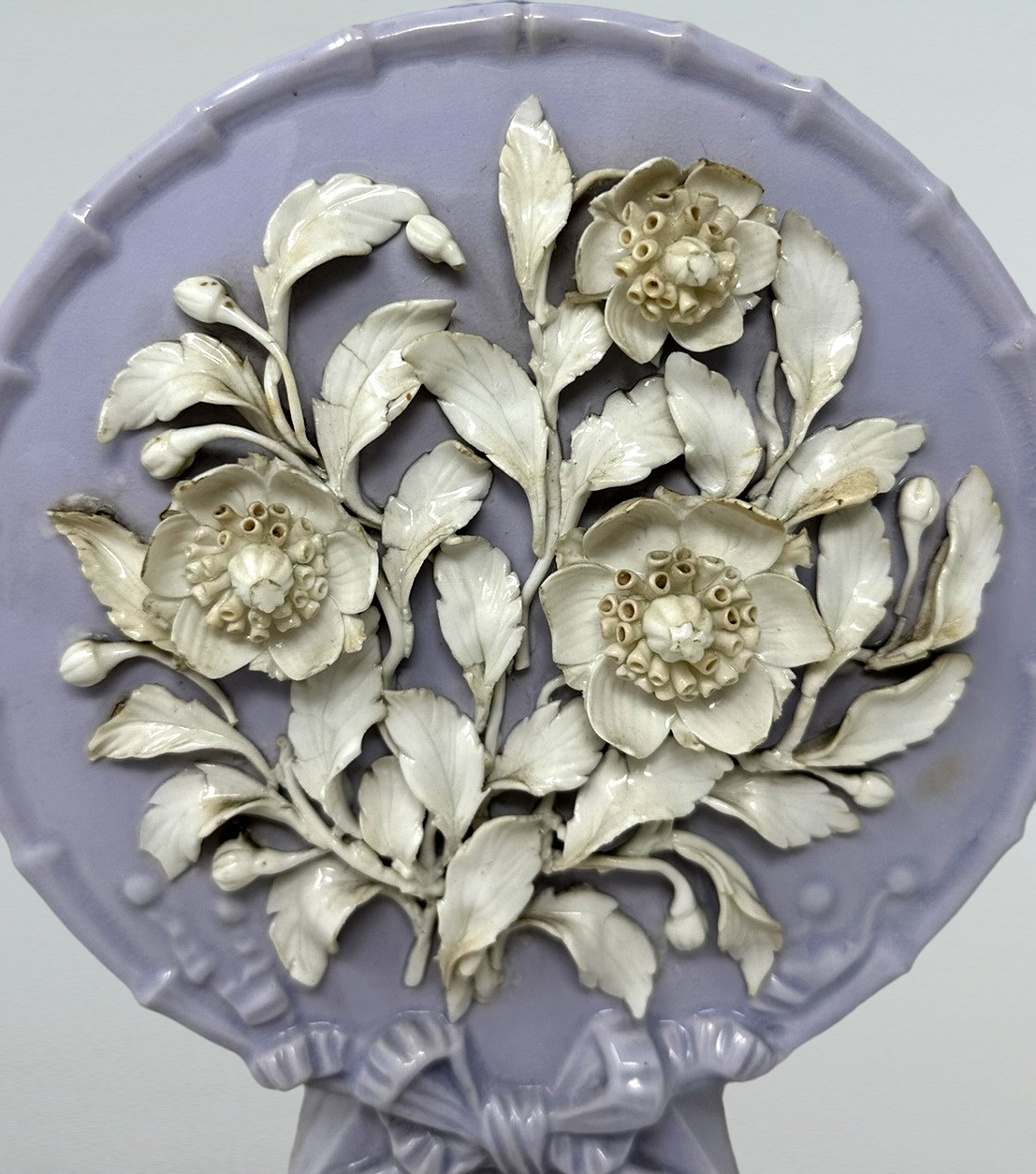 274. Antique Pair French Victorian Porcelain Urns Vases Moon Flasks 19thCt Provenance - Image 5