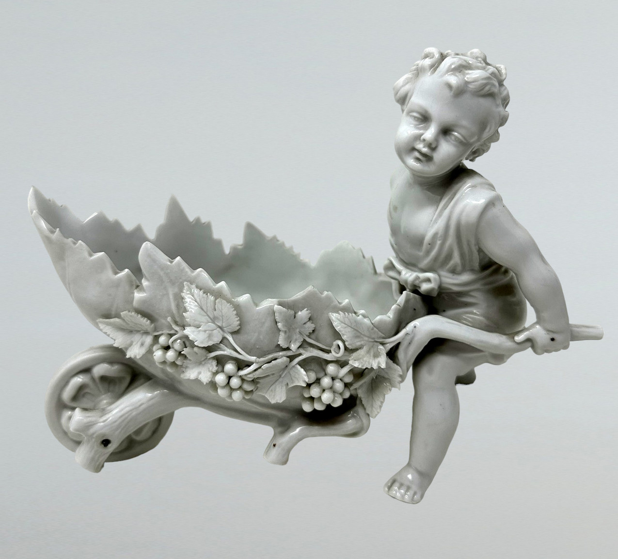 182. Antique Pair German Meissen Blanc de Chine Porcelain Centerpieces Putti Cherubs - Image 4