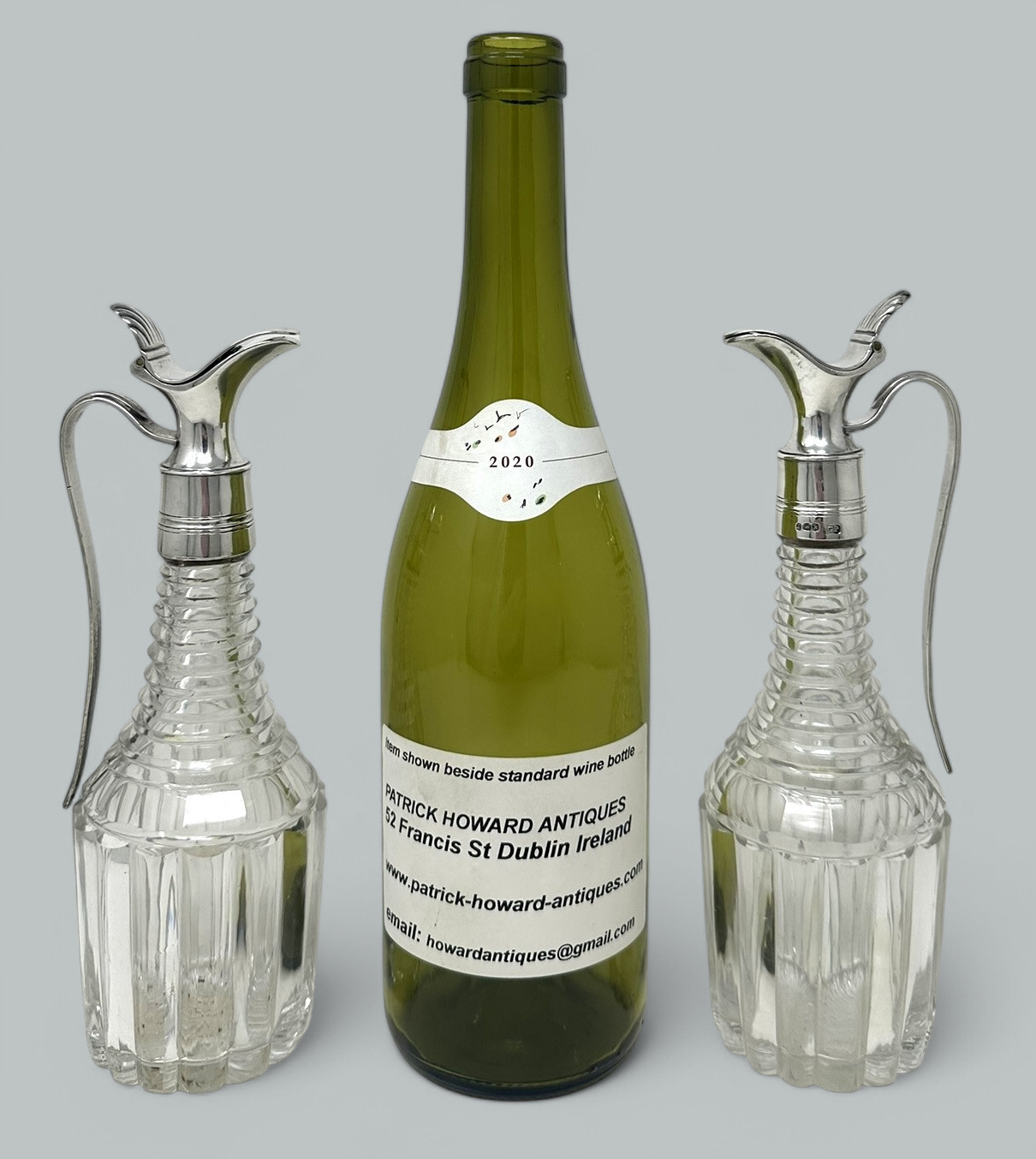 582. Antique Cut Crystal Sterling Silver Oil Vinegar Cruet Set 1825 George Piercy - Image 10