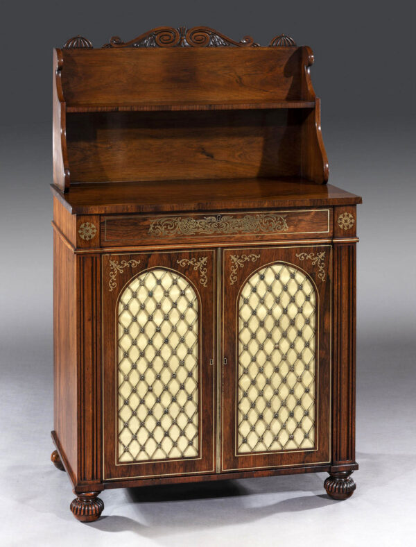459. Regency Rosewood Brass Inlaid Chiffonier Side Cabinet attrib. Gillows of Lancaster