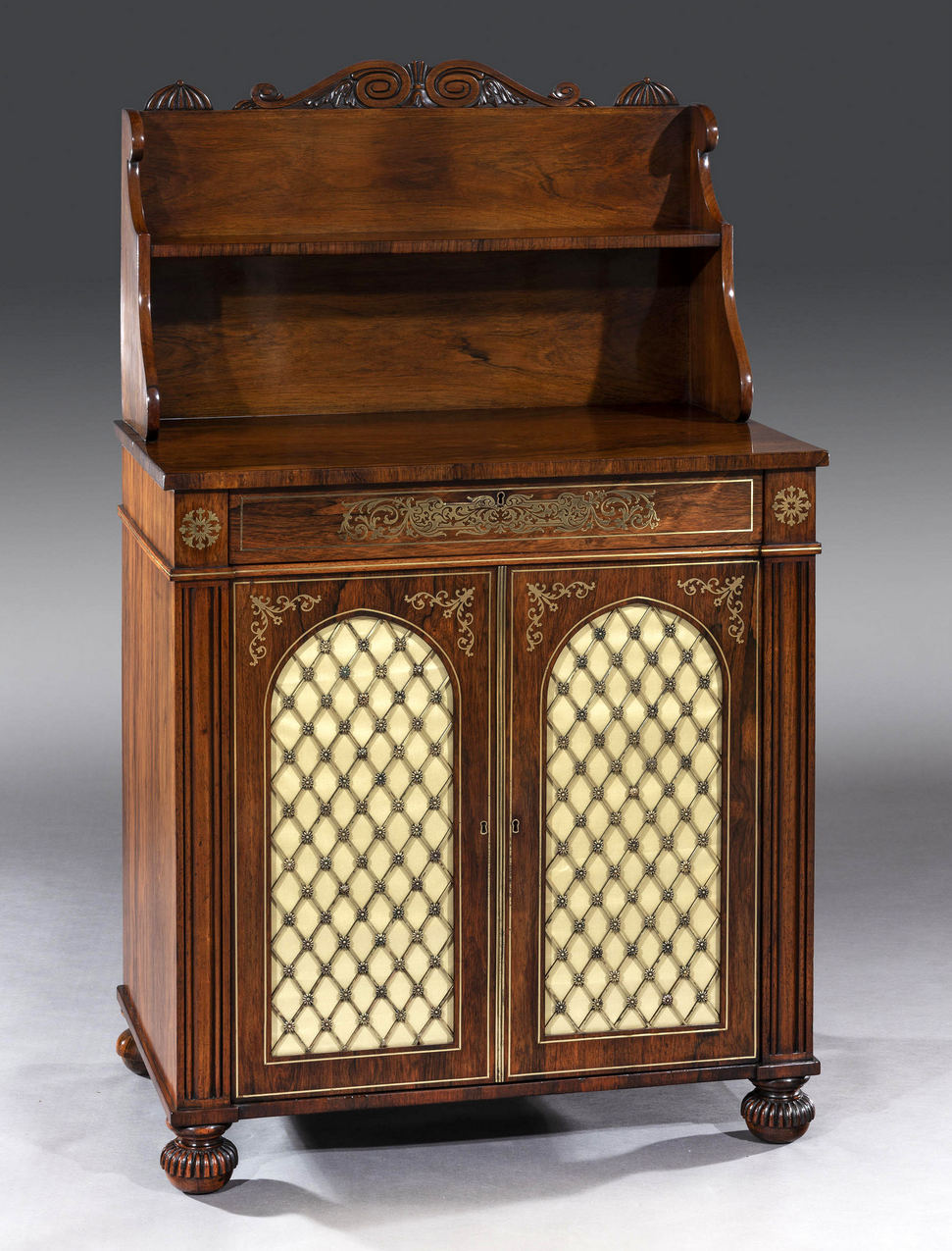 459. Regency Rosewood Brass Inlaid Chiffonier Side Cabinet attrib. Gillows of Lancaster