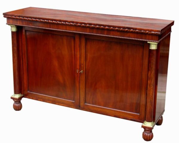 087 Fine Regency Mahogany Twin Door Side Cabinet Attrib. Williams Gibton early 19Ct