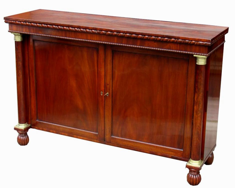 087 Fine Regency Mahogany Twin Door Side Cabinet Attrib. Williams Gibton early 19Ct