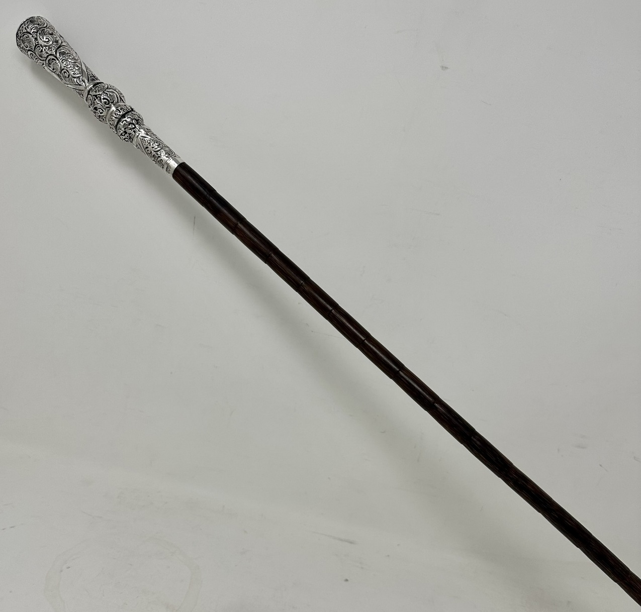 409. Antique Vintage Partridge Wood Wooden Ladys Walking Stick Sterling Silver 1891 - Image 5