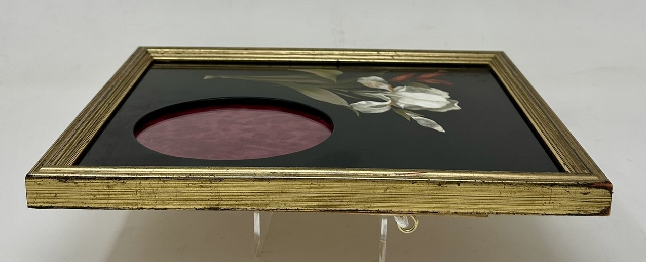 924. Antique Gilt Framed Pietra Dura Italian Photo Picture Frame Still Life Flowers - Image 9