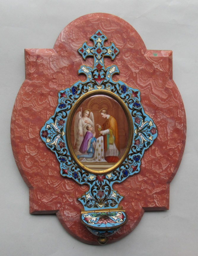 392. Superb French Marble Cloisonne Holy Water Font late 19th Ct - Image 2