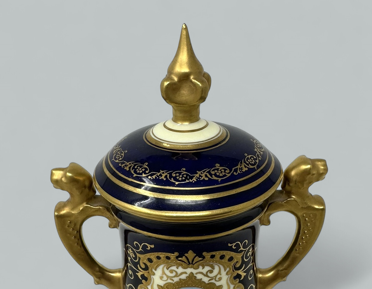 121. Antique Coalport Hand Painted Porcelain Vase Urn English Landscape Painting 1910 - Image 3