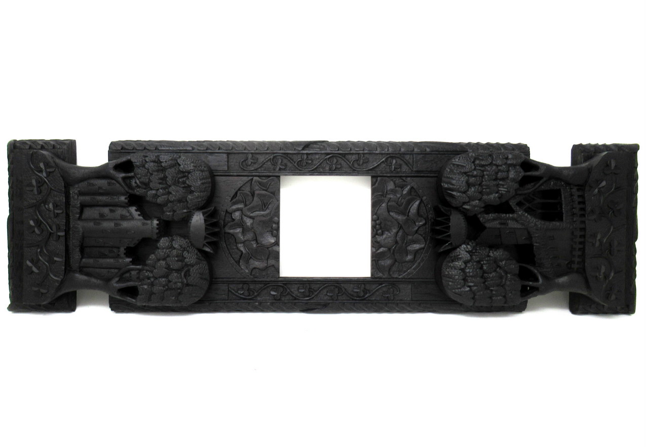 315. Irish Carved Bog Wood Oak Bookcase Harp Shamrock Cornelius Goggin Dublin Ireland - Image 8