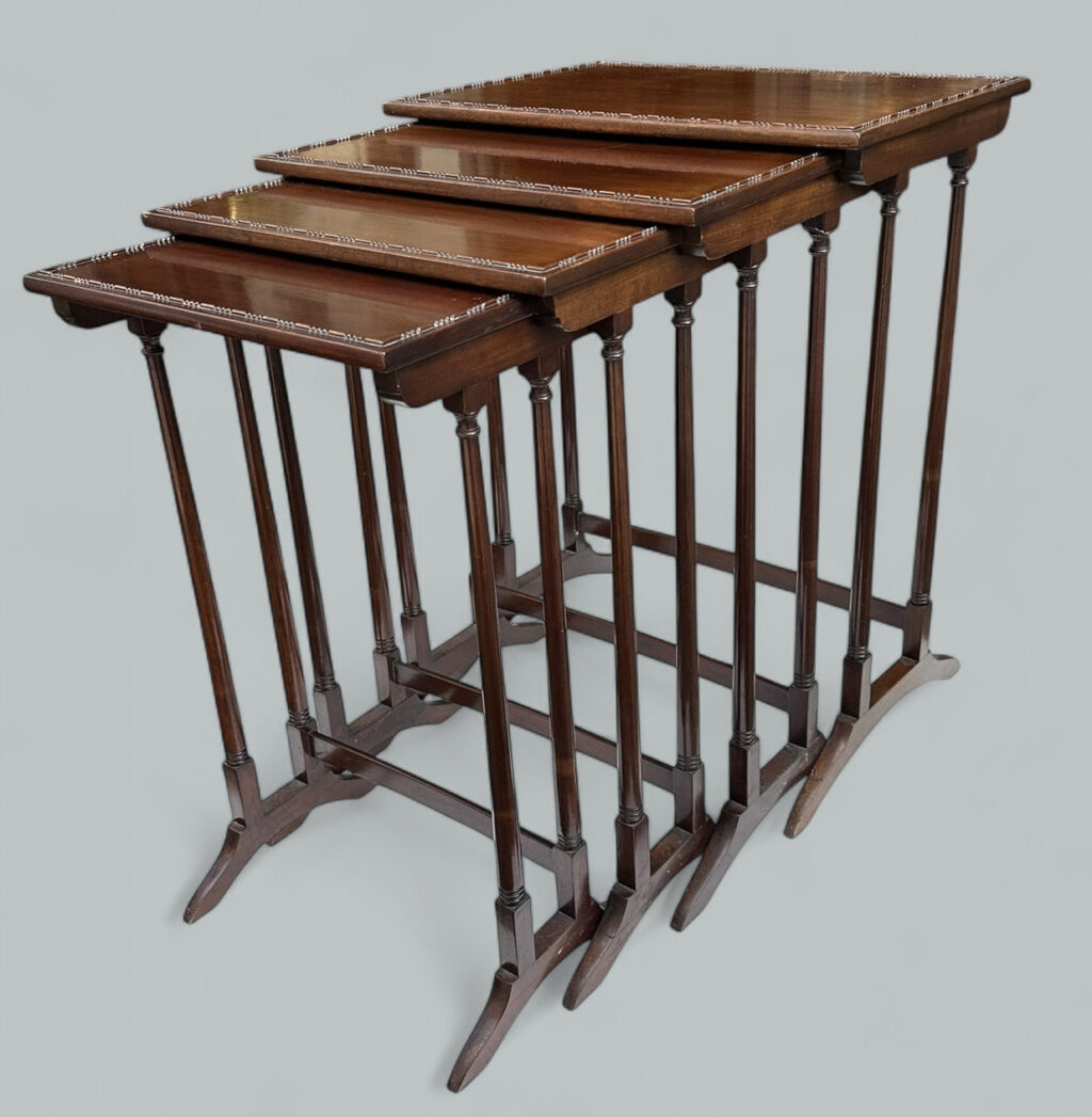 615. Antique Edwardian Mahogany Quartetto Set Nest of Four Occasional Tables 1900