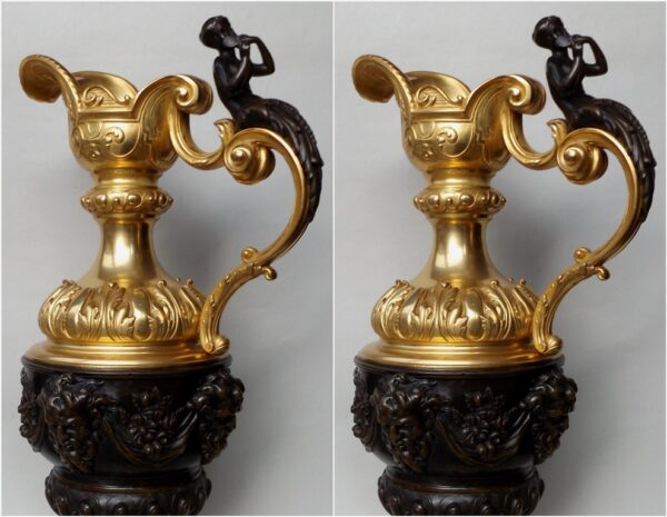 150. Pair Ormolu Bronze Ewers after SIGISBERT-FRANCOIS MICHEL