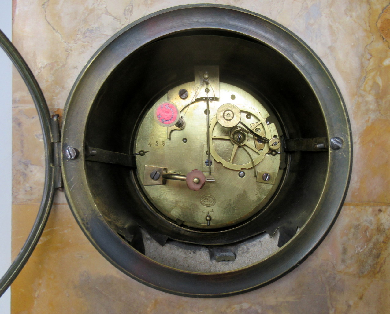 925. Antique French Sienna Marble Clock Silk Suspension Warwick Urn by Honoré Pons - Image 14