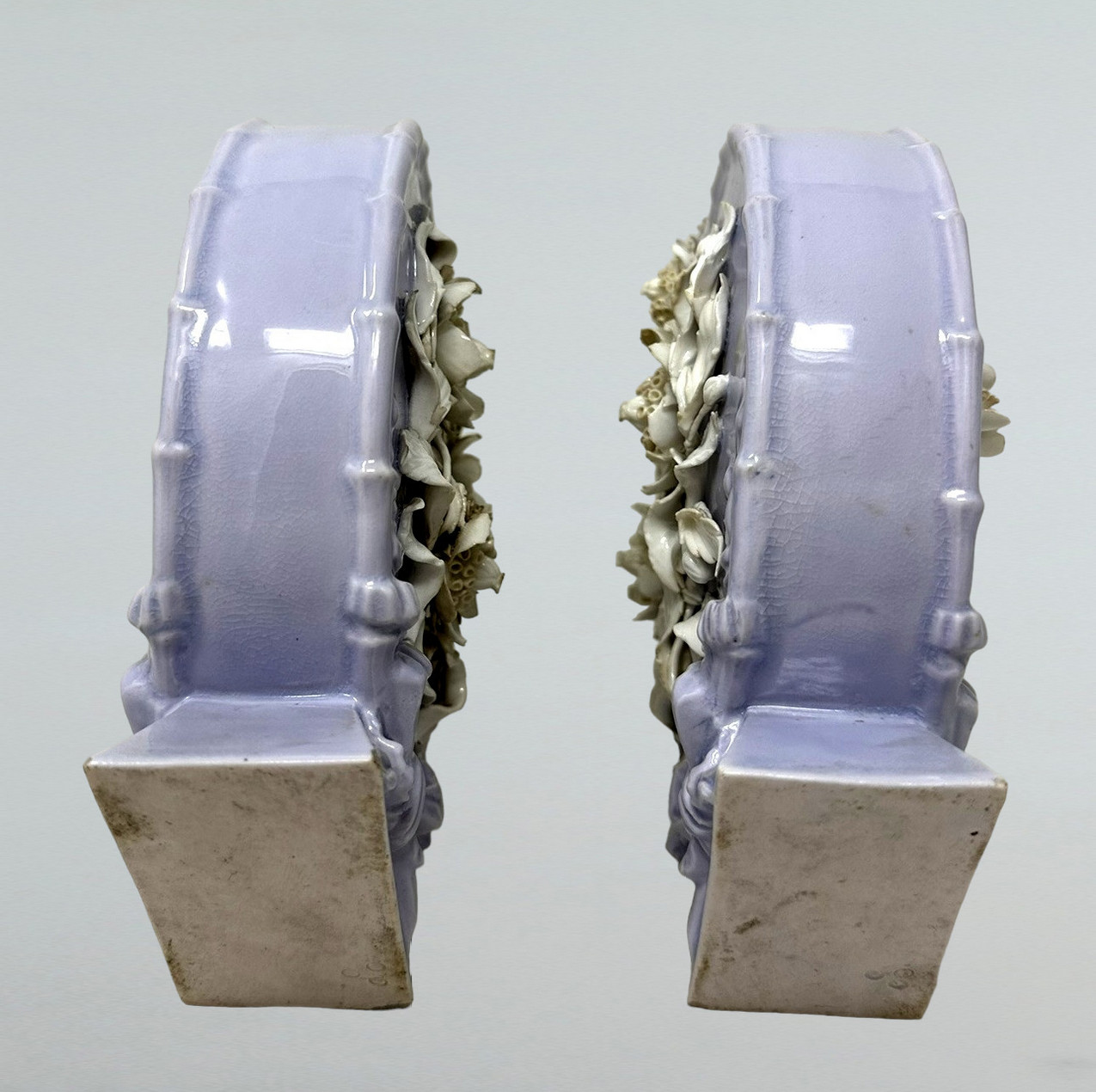 274. Antique Pair French Victorian Porcelain Urns Vases Moon Flasks 19thCt Provenance - Image 8