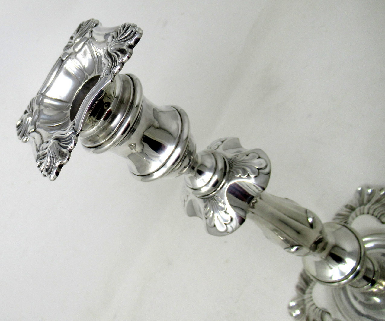 956. Antique Pair English Sterling Silver Candlesticks Candelabra William Hutton 1905 - Image 8