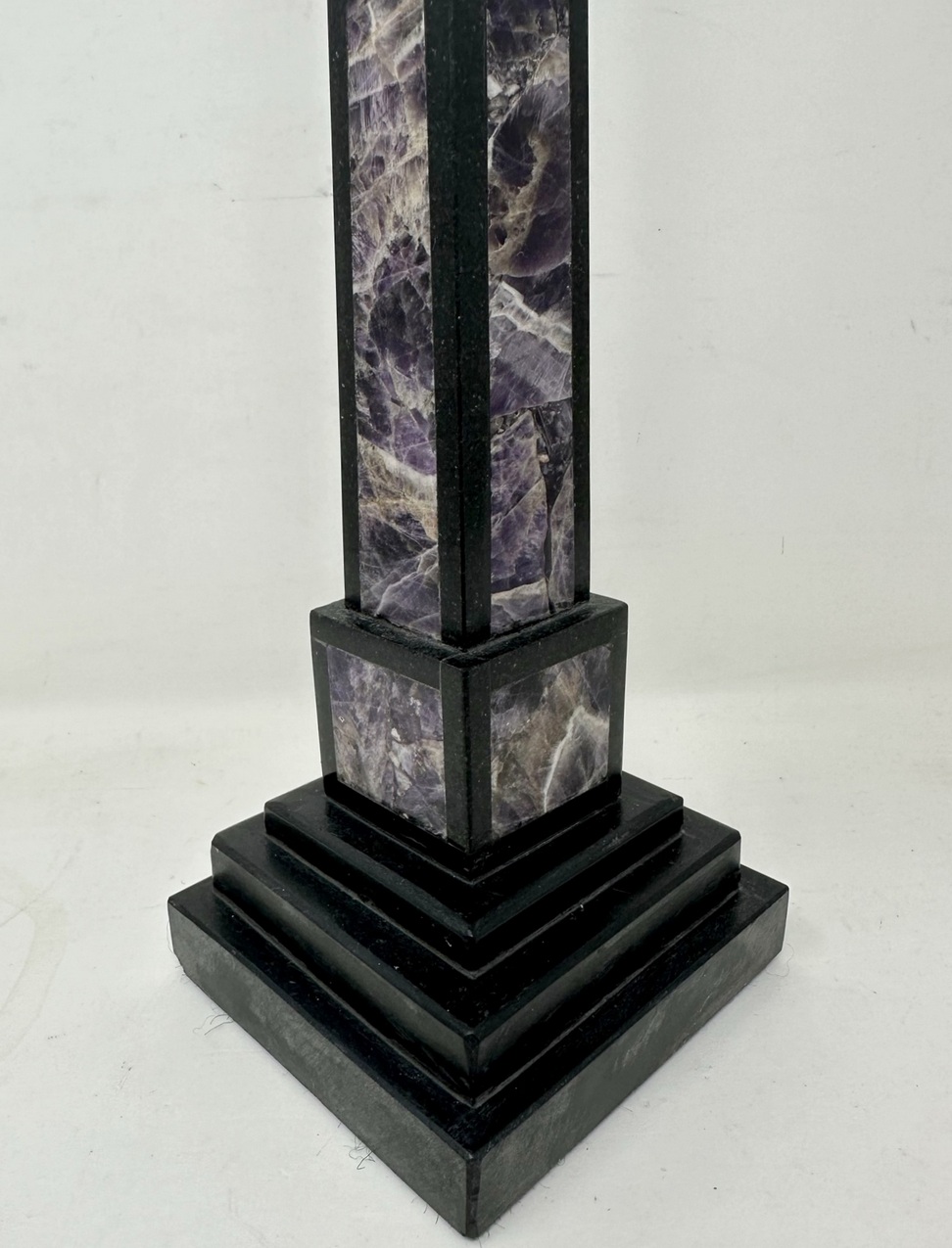899. Antique Pair Italian Grand Tour Amethyst Blue John Marble Neoclassical Obelisks Columns - Image 6