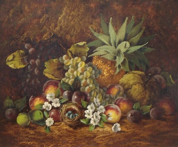 145. Fine Still Life of Fruit Oil on Canvas Painting Circa 1860