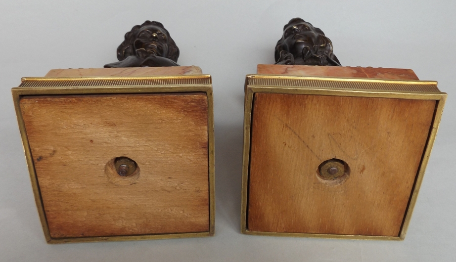 785. Fine Pair Grand Tour French Bronze Busts MOZART and BEETHOVEN Sienna Marble 19Ct - Image 12