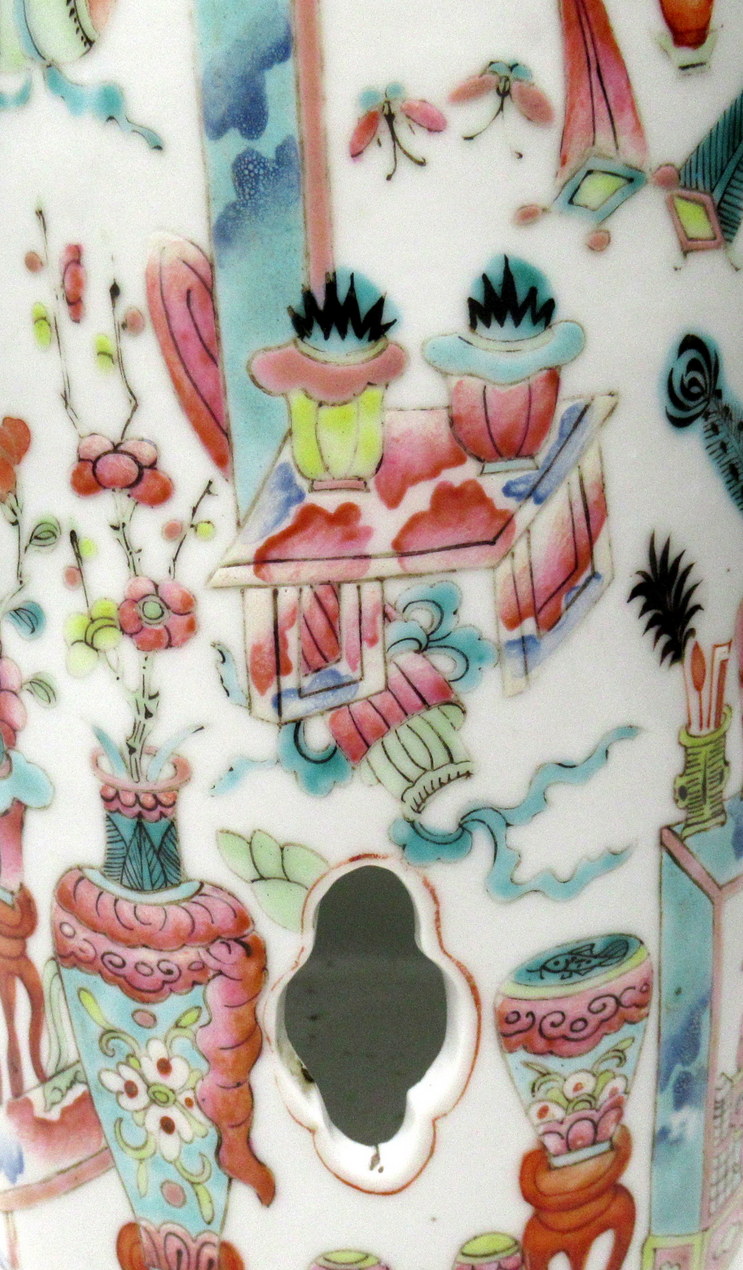 748. Fine Chinese Export Famille Rose Porcelain Hat Stand Signed 19thCt - Image 4