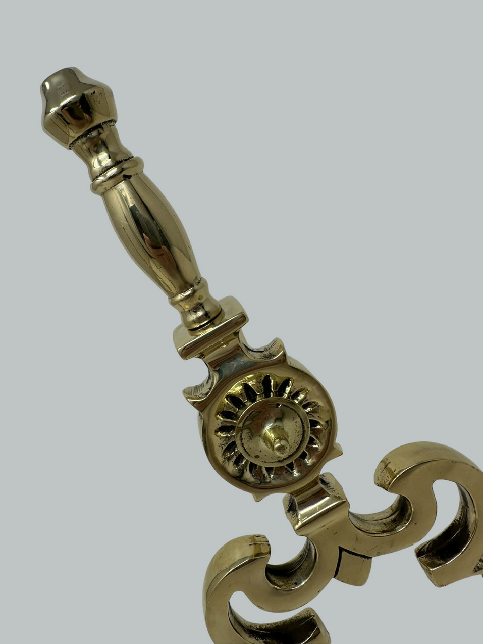 943. Antique Pair English Country House Victorian Brass Fireplace Fire Dogs Andrions - Image 6