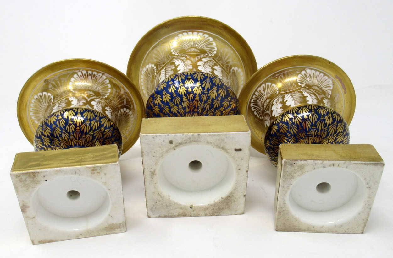 860. Very Rare English Minton Campana Gilded Garniture Circa 1810 - Image 9