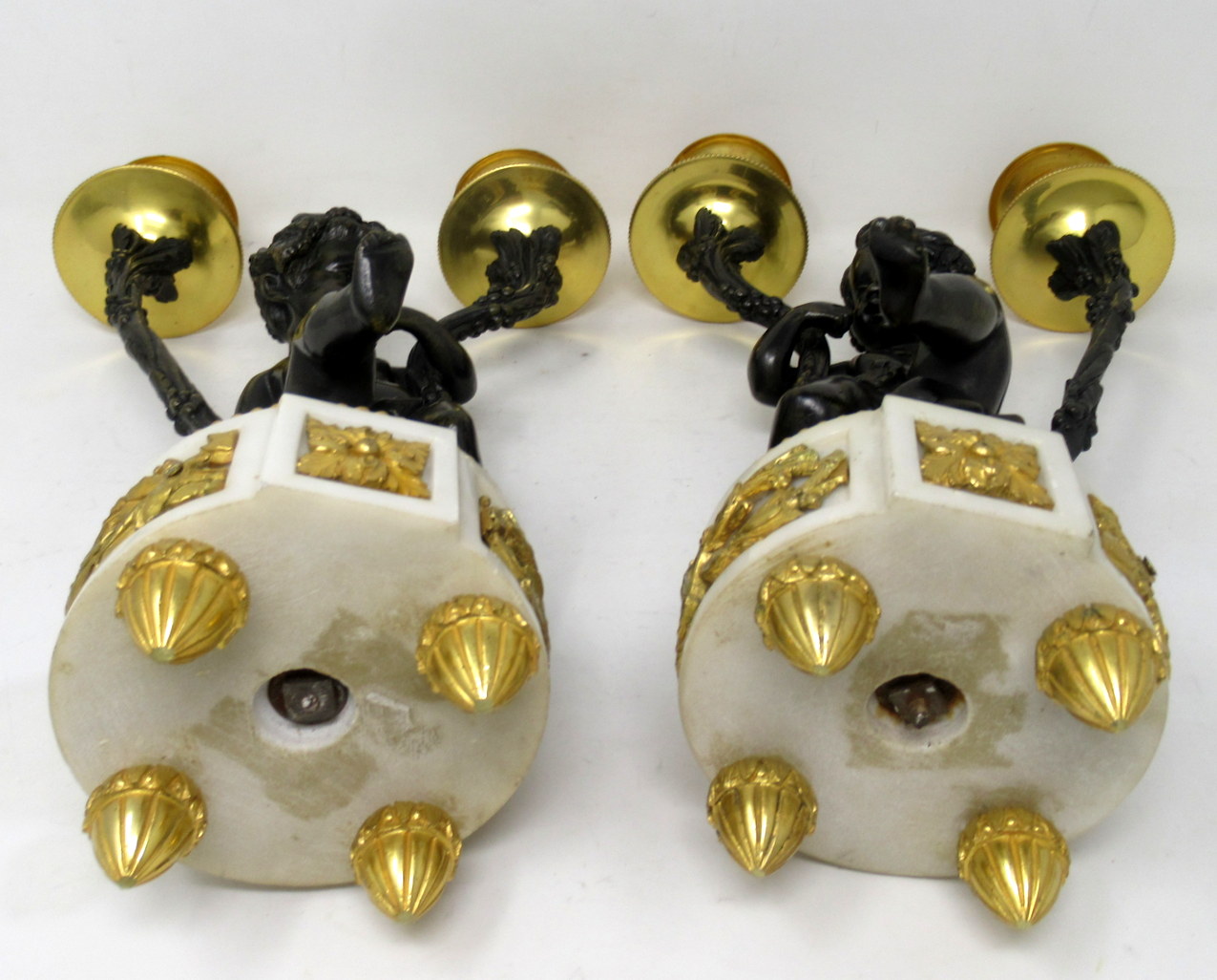 400. Antique Pair Gilt Bronze Ormolu Twin Light Candelabra Clodion Grand Tour Cherubs - Image 11
