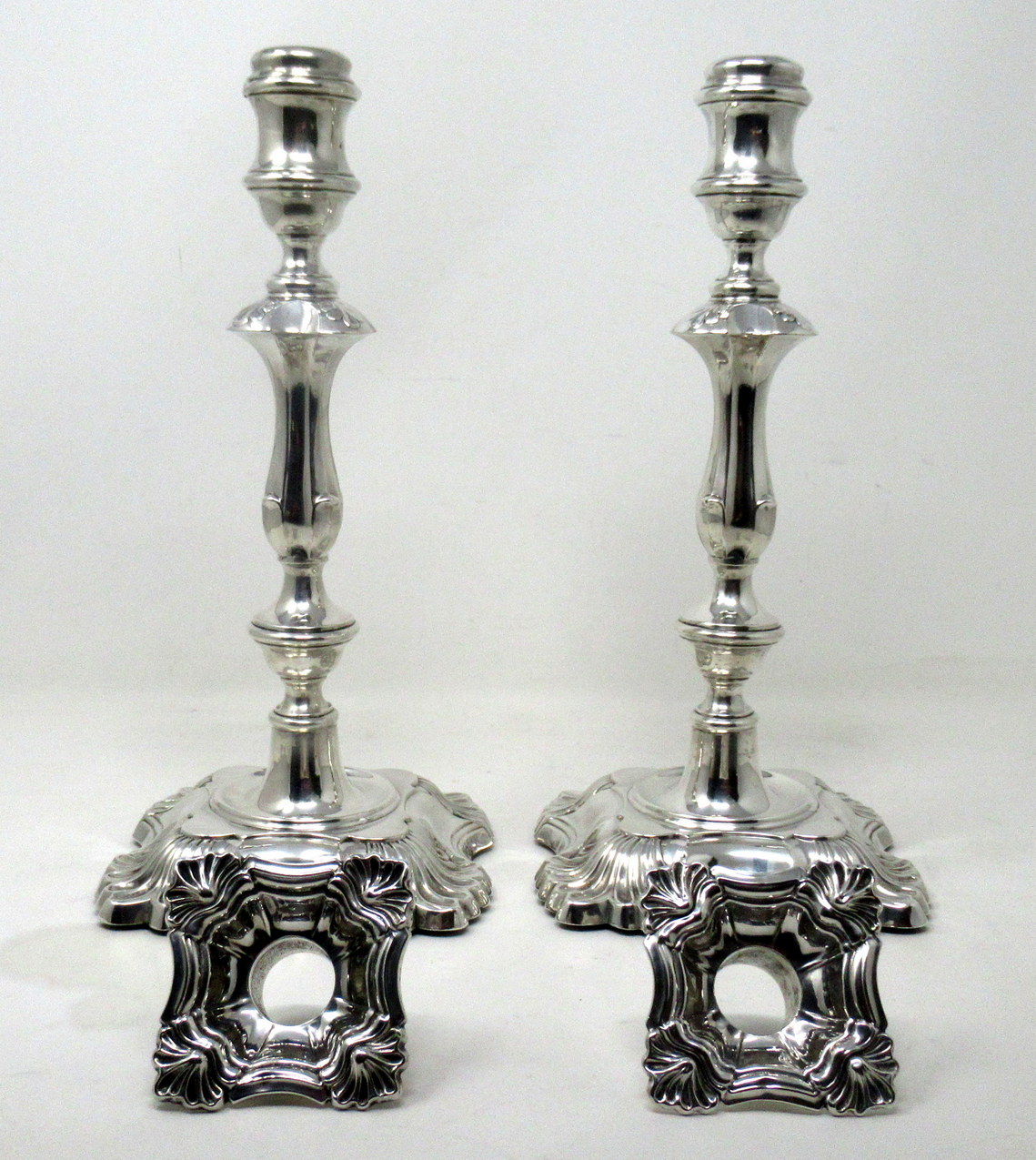 956. Antique Pair English Sterling Silver Candlesticks Candelabra William Hutton 1905 - Image 5