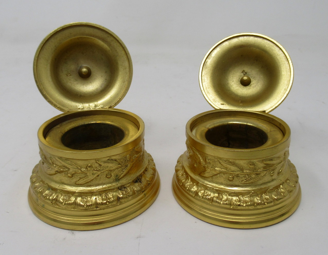 672. Antique Chinese Japanese Bronze Inkwell Male Bust Pair French Ormolu Desk Set - Image 8