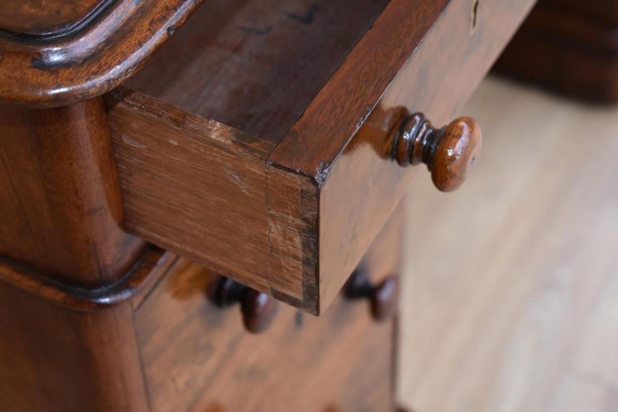 460. Superb Burr Walnut Early Victorian Twin Pedestal Desk 19thCt - Image 6
