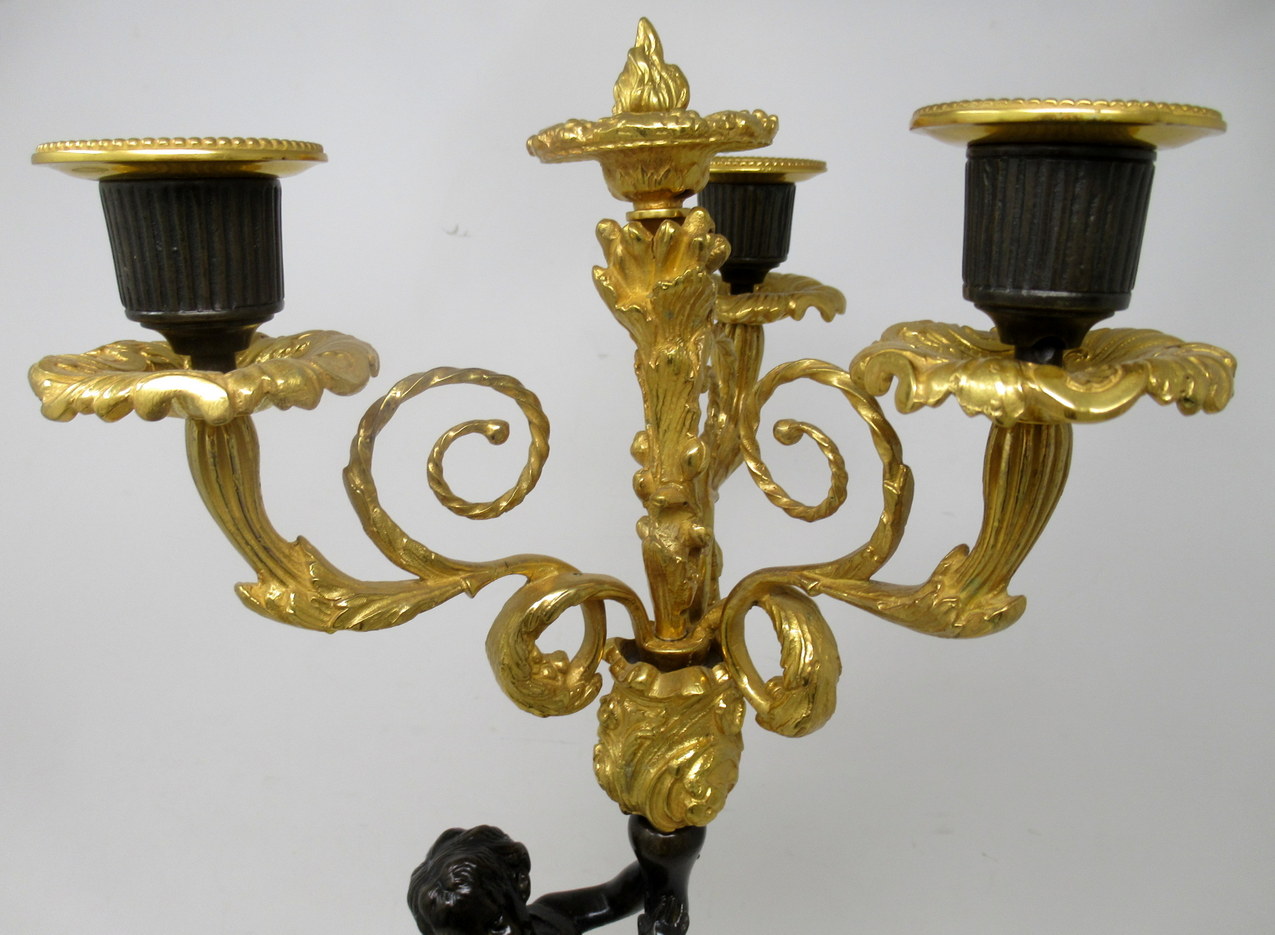 429. Antique Pair Gilt Bronze Ormolu Marble Three Light Candelabra Clodion Grand Tour - Image 11