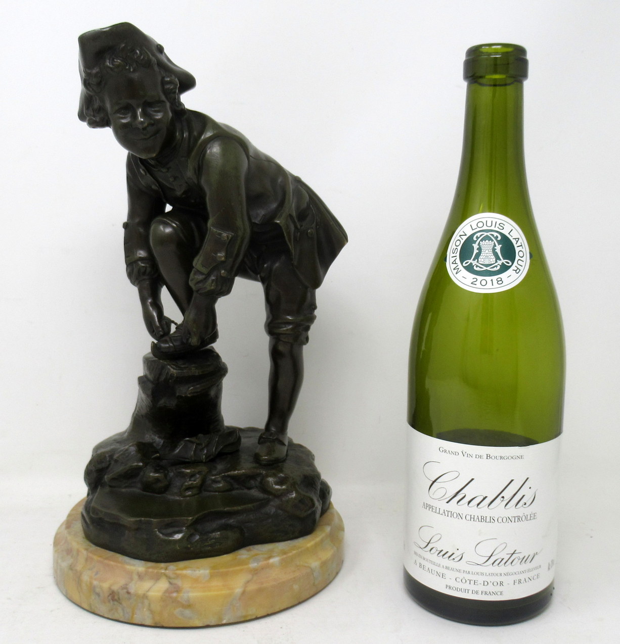 273. Antique French Bronze Figure Male Ice Skater Sienna Marble Nineteenth Century - Image 10