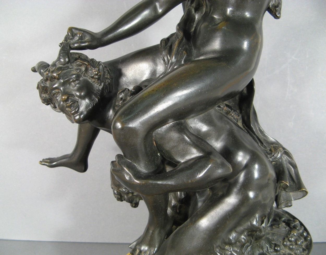 656. Superb French Figural Bronze a Satyr and Nymph” Jules Graux Paris 19thCt - Image 8