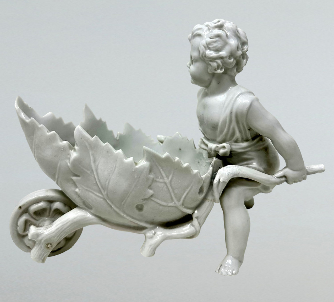 182. Antique Pair German Meissen Blanc de Chine Porcelain Centerpieces Putti Cherubs - Image 9