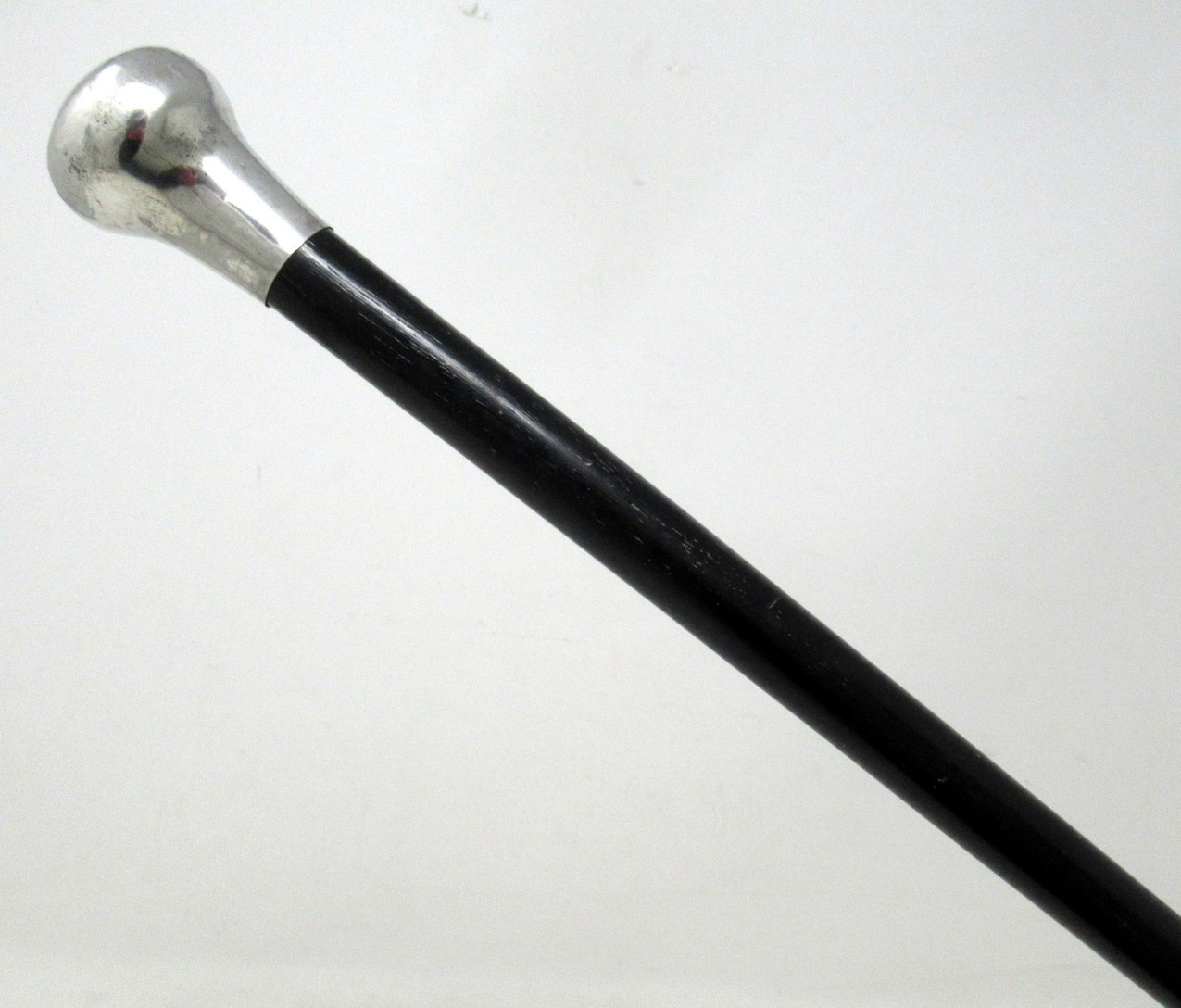 263. Antique Vintage Ebony Wooden Walking Stick Henry Williamson Sterling Silver Mount 1923 - Image 3