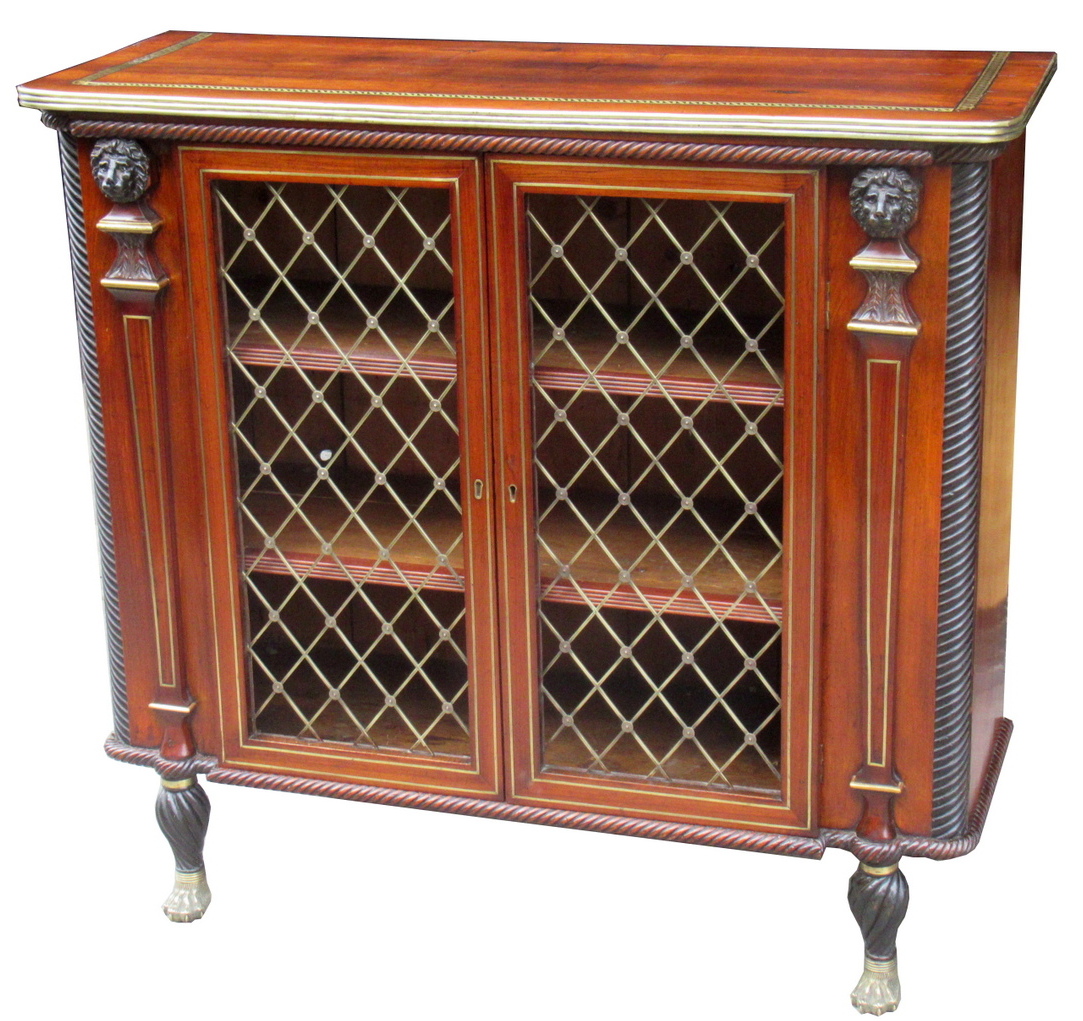 470. Fine Irish Cork Regency Brass Inlaid Sidecabinet Hockley Hall Provenance - Image 2