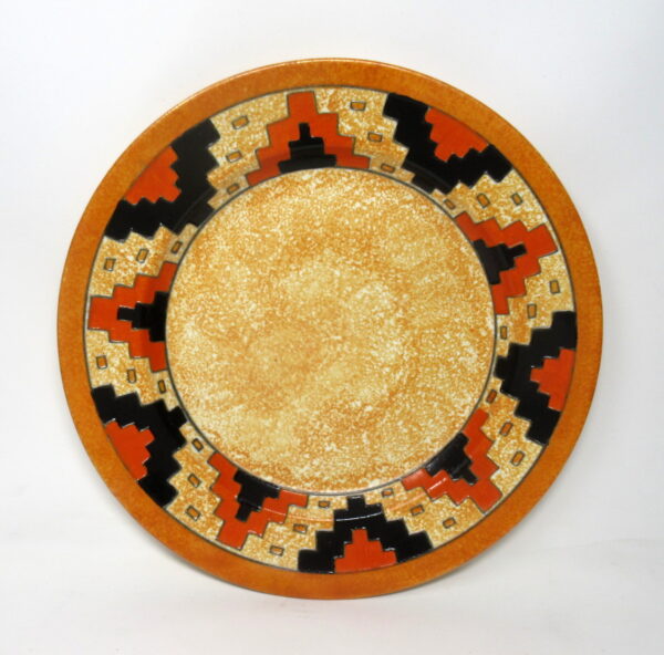 115. Art Deco Mid Century Crown Ducal Wall Plaque Charlotte Rhead Aztec Pattern 1930